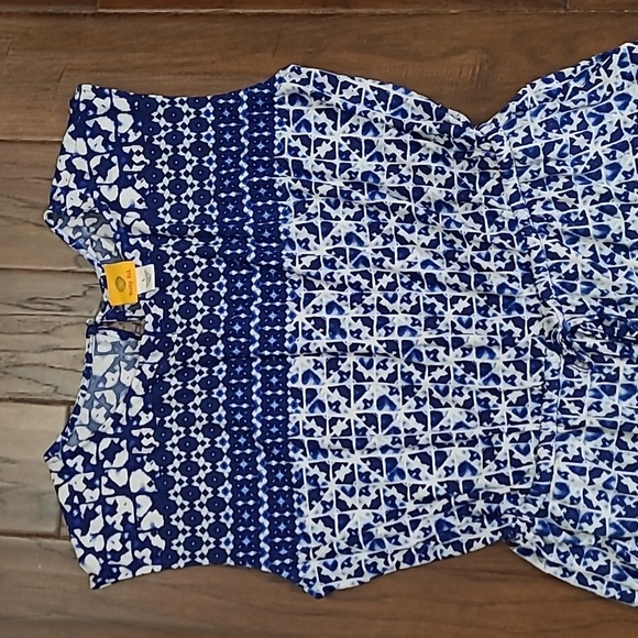 Ruby Rd Blue Geometric Sleeveless Jumpsuit size Large - Picture 2 of 12
